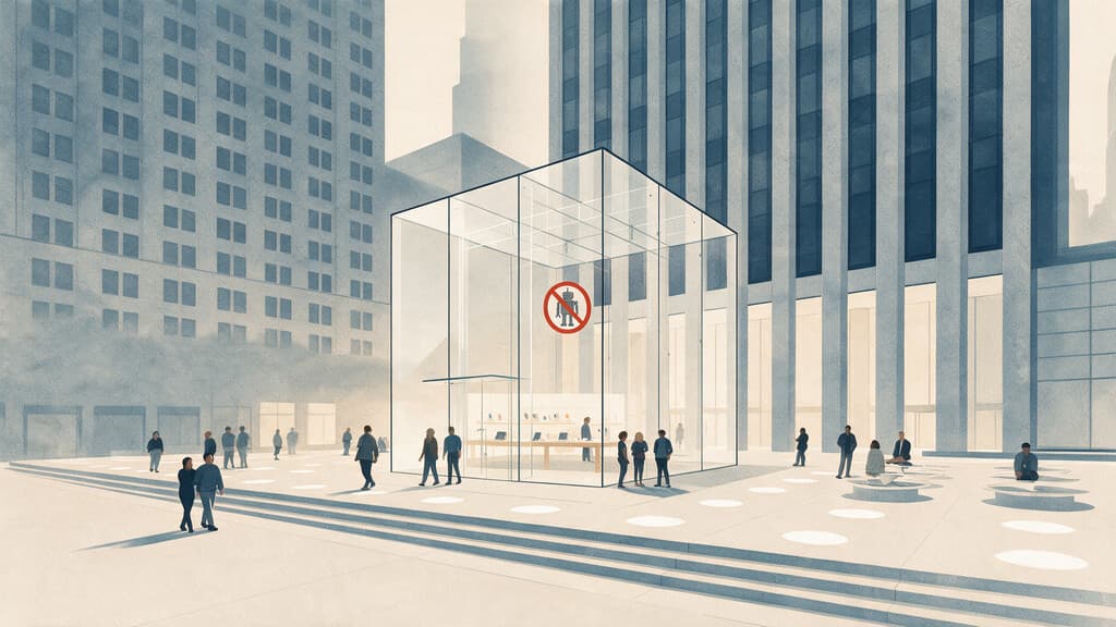Representación gráfica de agentes de IA de Apple con medidas de seguridad y monitoreo en un entorno digital.