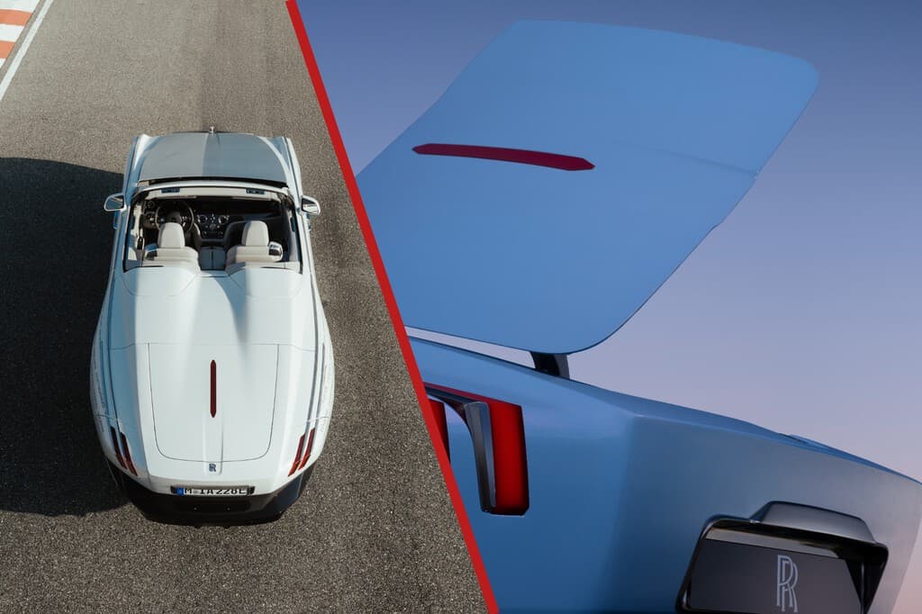 Roadster eléctrico de Rolls-Royce en diseño inspirado en los años 20 y 30, con detalles de lujo y tecnología avanzada.